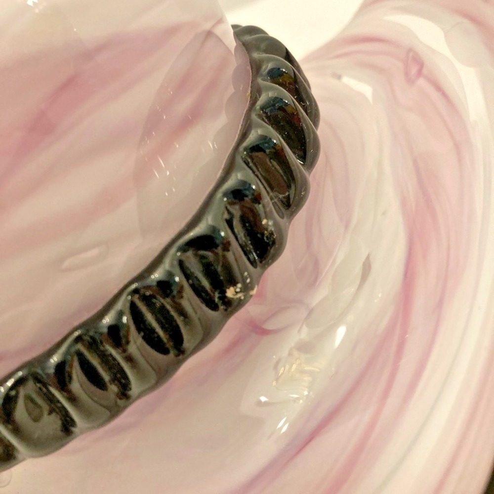 Block Crystal Mouth Blown Pink Glass Hat Bowl Hand Cut Hand Polished Lead free - Picture 7 of 14